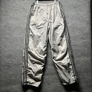 Vintage Adidas Track Pants Mens Large Gray 3 Stripes Baggy Drawstrings Cloth